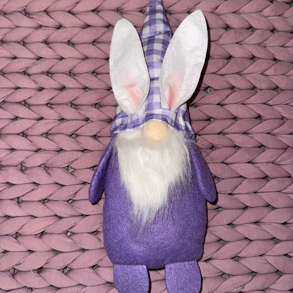 Purple Gnome Plush with Checkered Hat